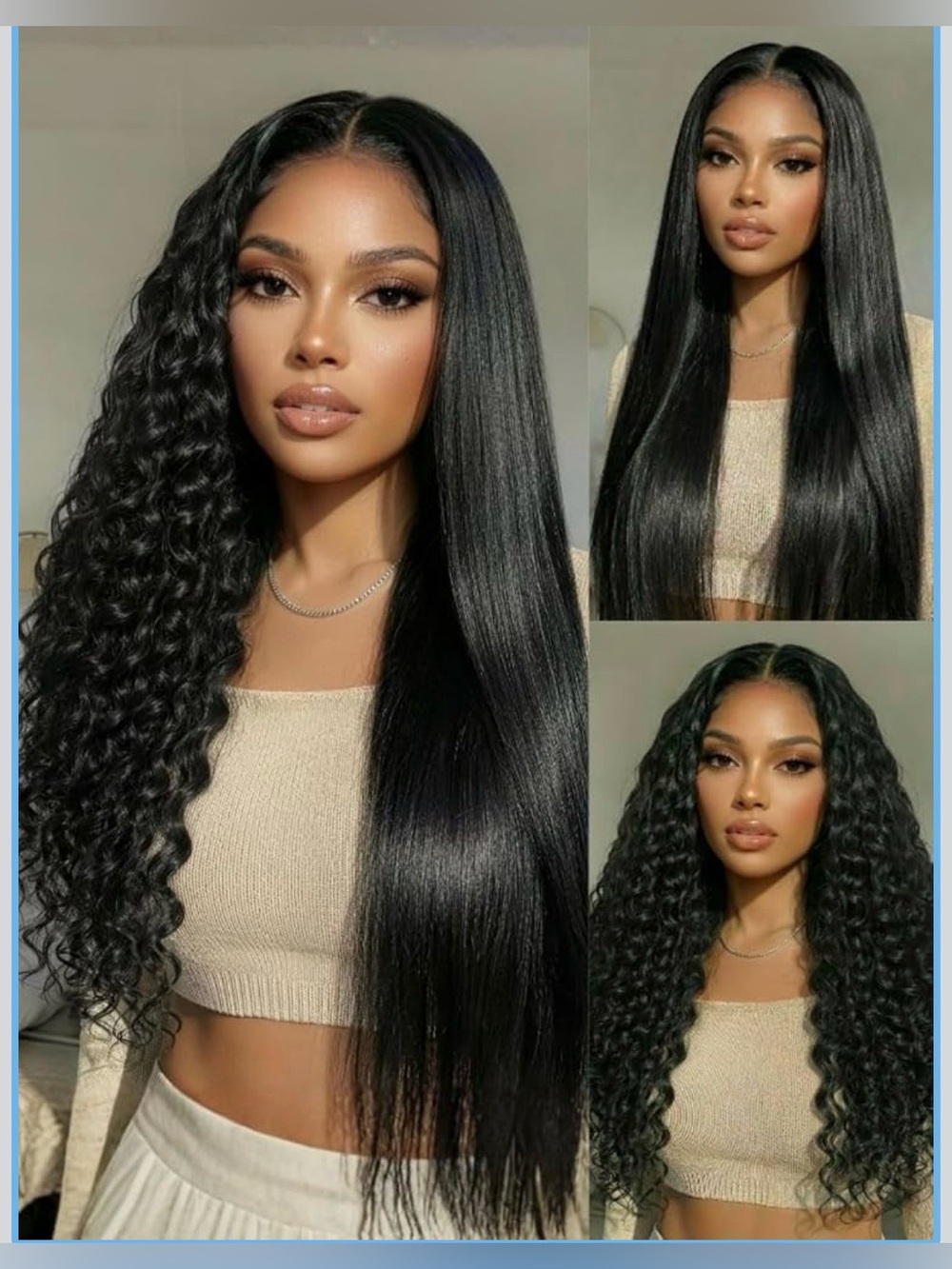 UNICE 2-in-1 Straight to Water Wave Human Hair Wig, 13x4 Lace Front Glueless Wig